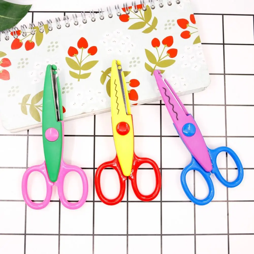 Wavy Pattern Minimalistic Lace Scissors Candy Color Stainless Steel Stationery Scissors Small Round Head Multifunctional