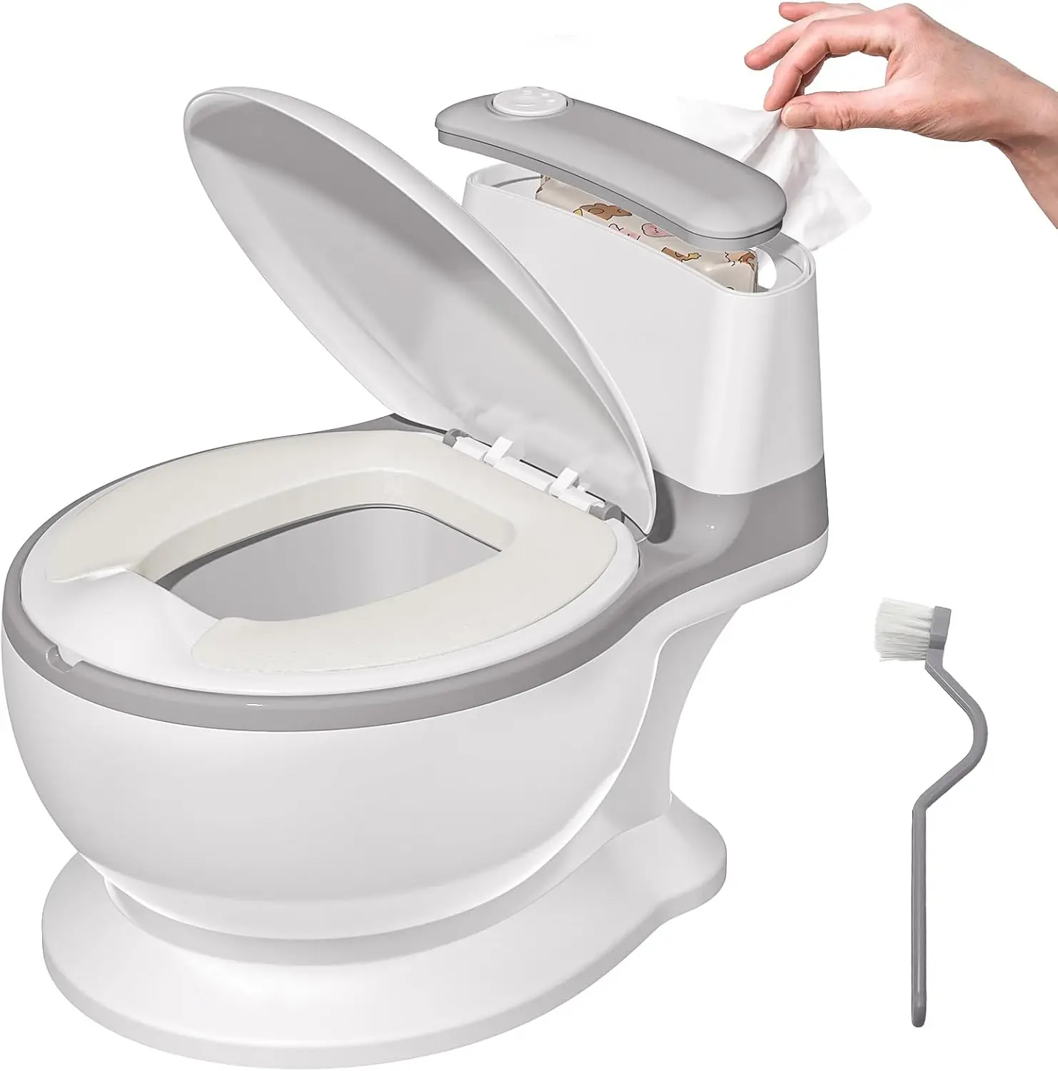 Pot pour Bébé avec Bac Amovible, Facile à Nettoyer, Vrai Son de Chasse, Toilettes d'apprentissage de la Propreté pour Enfants 1-4 ans, Gris/Rose
