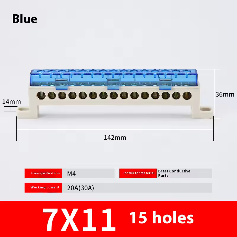 Zero wire terminal 3/4/5/6/7/10-Hole Distribution Box Terminal Block dustproof Ground Copper Bar Bridge type Busbar With cover - Image 22