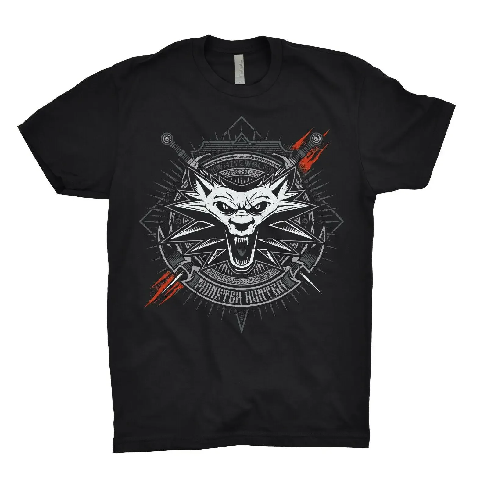 

Unique Monster Hunter Medallion Coin White Wolf T-Shirt. Summer Cotton O-Neck Short Sleeve Mens T Shirt New S-3XL