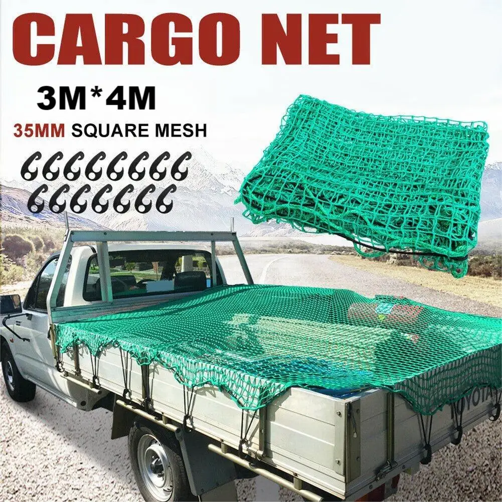 

For Pickup Truck Cargo Net with Heavy Duty Mesh and 15 Hook Fasteners Designed to Secure Cargo on Vans and Trailers