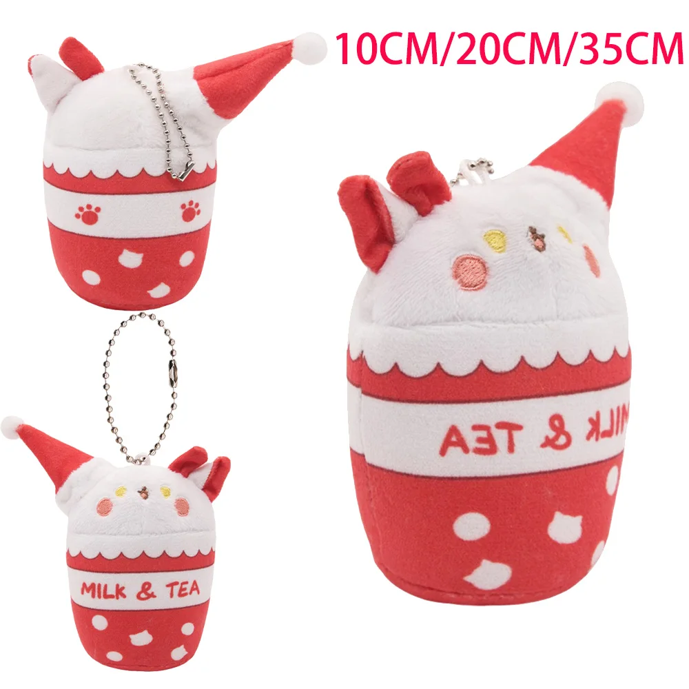 Porte-clés en peluche de chat Calico pour enfants, figurine de cosplay de thé au lait, mascotte en peluche, accessoires de Noël, cadeaux d'anniversaire, décoration d'intérieur, 10cm, 20cm, 35cm