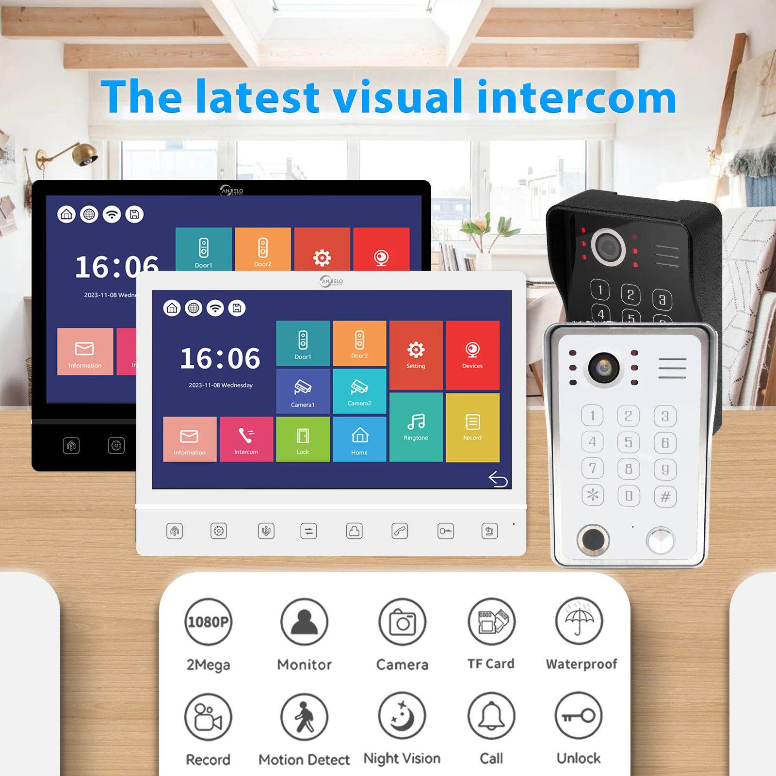 10” Tuya Private residential Video Intercom 1080P Wireless WIFI Video Doorbell Camera For Apartment Mobile detection alarm mode