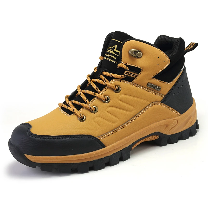 Winter Hiking And Leisure Hiking Shoes For Men Comfort Plus Velvet High-Top Men's Snow Boots Non-Slip Inside Height Increase