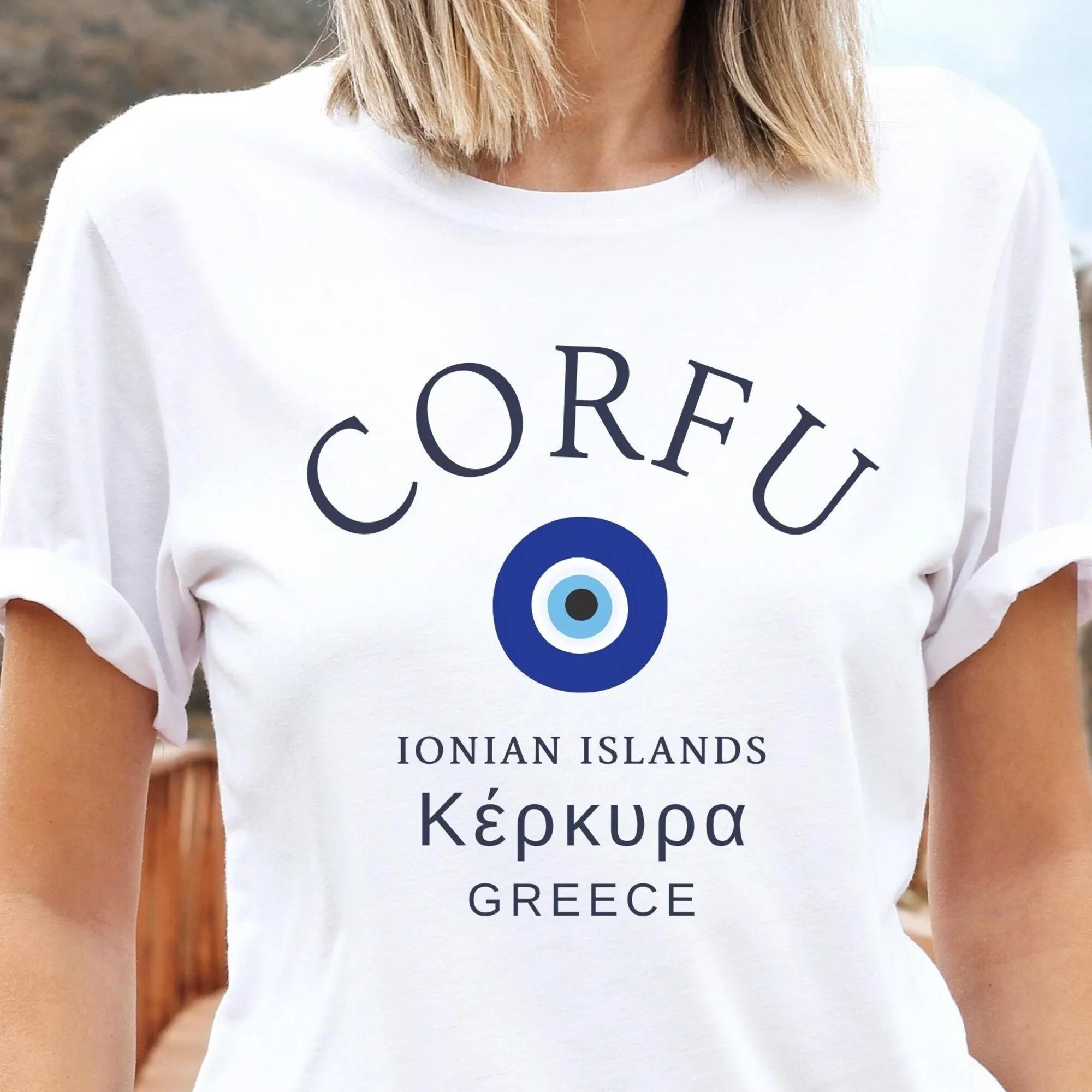 Corfu Shirt, Greek Island Tee, Greece Evil Eye Clothes, Soft and Comfortable T-shirt, Unisex