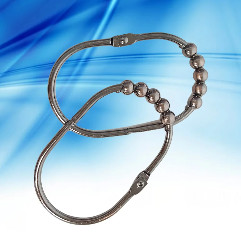 

12Pcs Shower Curtain Hooks Strong Closing Mechanism Stainless Steel Easy Install Curtain Hook Gliding Rings