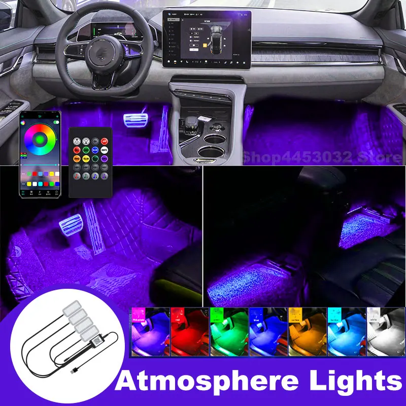 Car Foot Ambient Light RGB Led Lamp Usb For ZEEKR X 001 009 2022 Wireless Remote APP Control Accessories