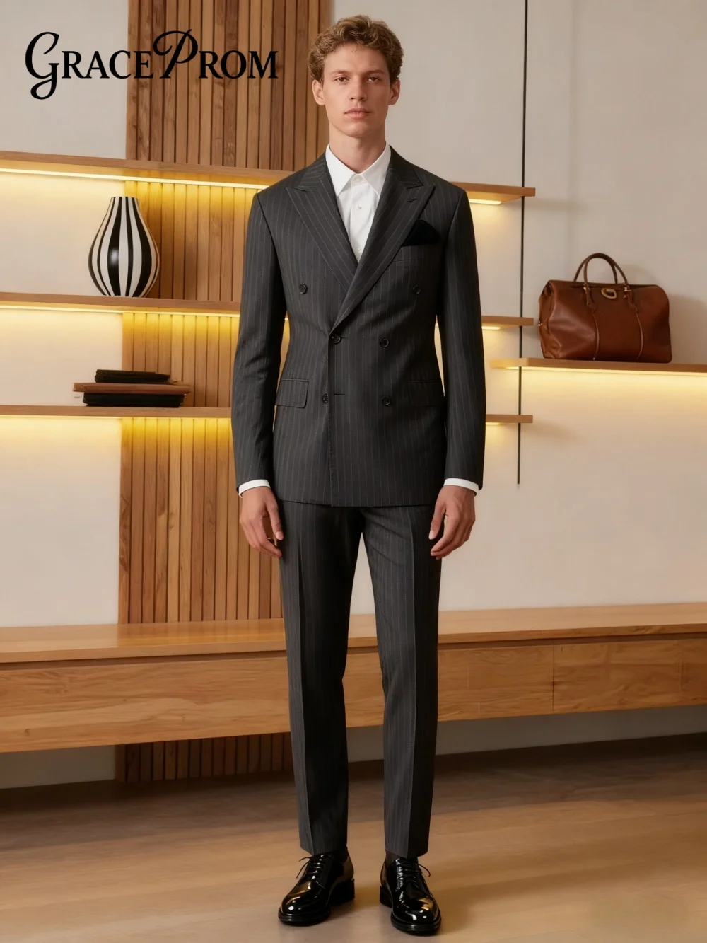 

Formal Single-Stripe Men's Suit For Wedding & Business - Exquisite Groom Suit Set Classic Jacket And Pants Customized