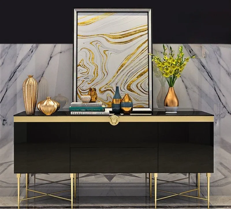 Modern simple entrance cabinet, living room stainless steel multi-functional locker