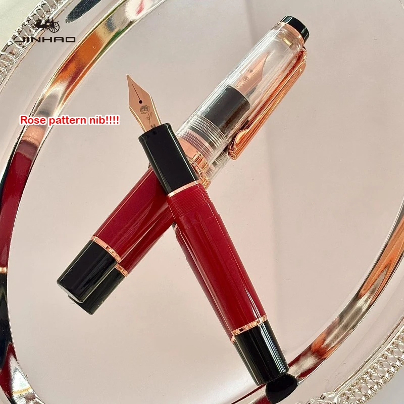 Limited Edition JINHAO 82 MINI Acrylic Fountain Pen Black Red Rose Gold Clip Rose pattern Nib Office School Supplies Stationery
