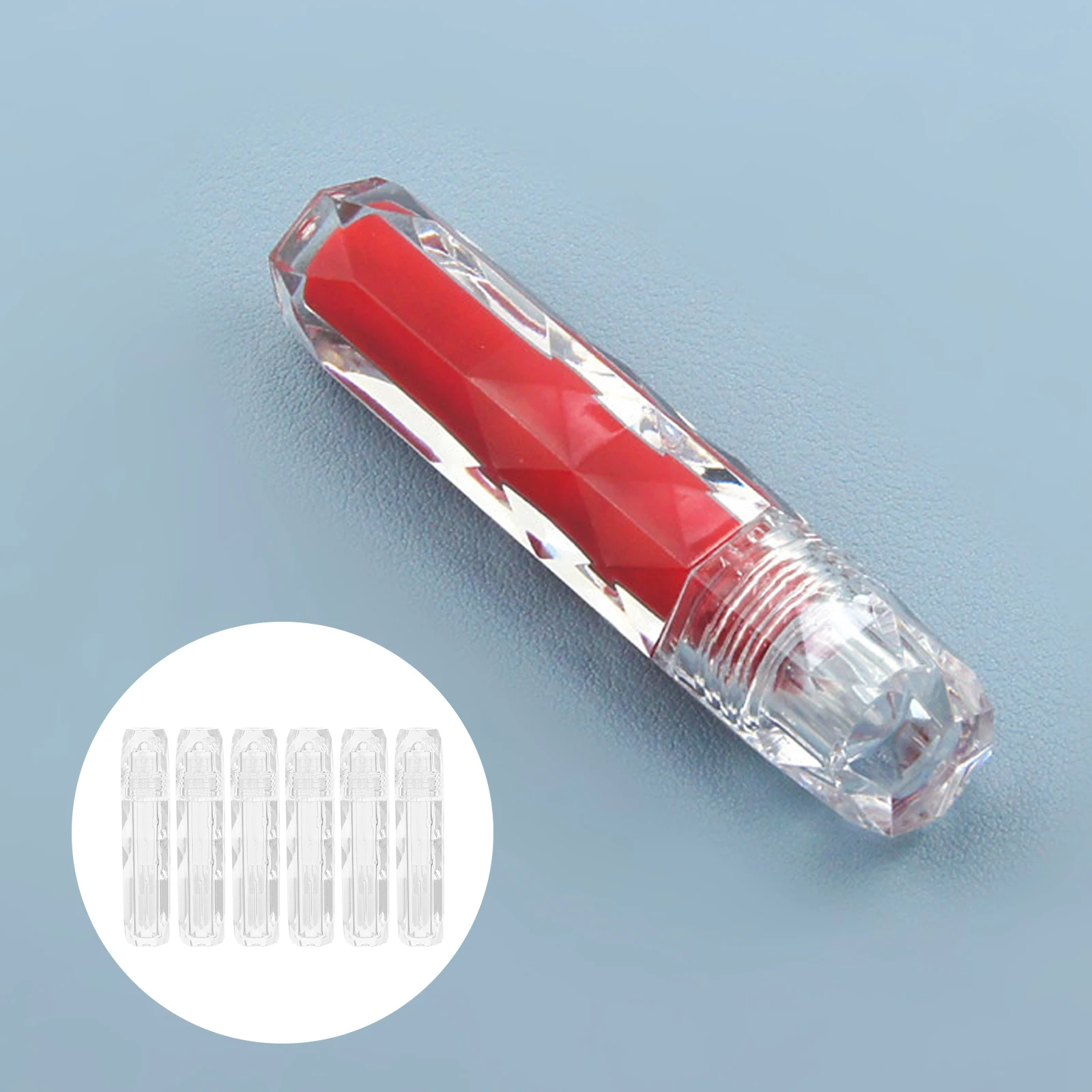 6pcs Transparent Refillable Gloss Tubes Empty Plastic Bottles For Diy Lip Balm Cream Durable Anti-Leaking High-Class Abs