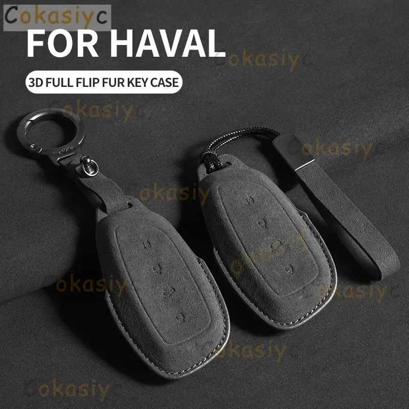 Car Key Case Protector Cover for Great Wall Haval/Hover H6 Dargo M6 PLUS Cratos H9 JOLION F5 H2S F7 H7 Suede Car Key Keychain