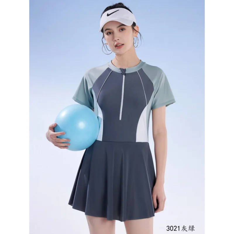 Minsu Traje de baño para mujer 2025 Nuevo traje de baño conservador de una pieza Control de barriga Adelgazante Estudiante Piscina Exclusivo Mujer S