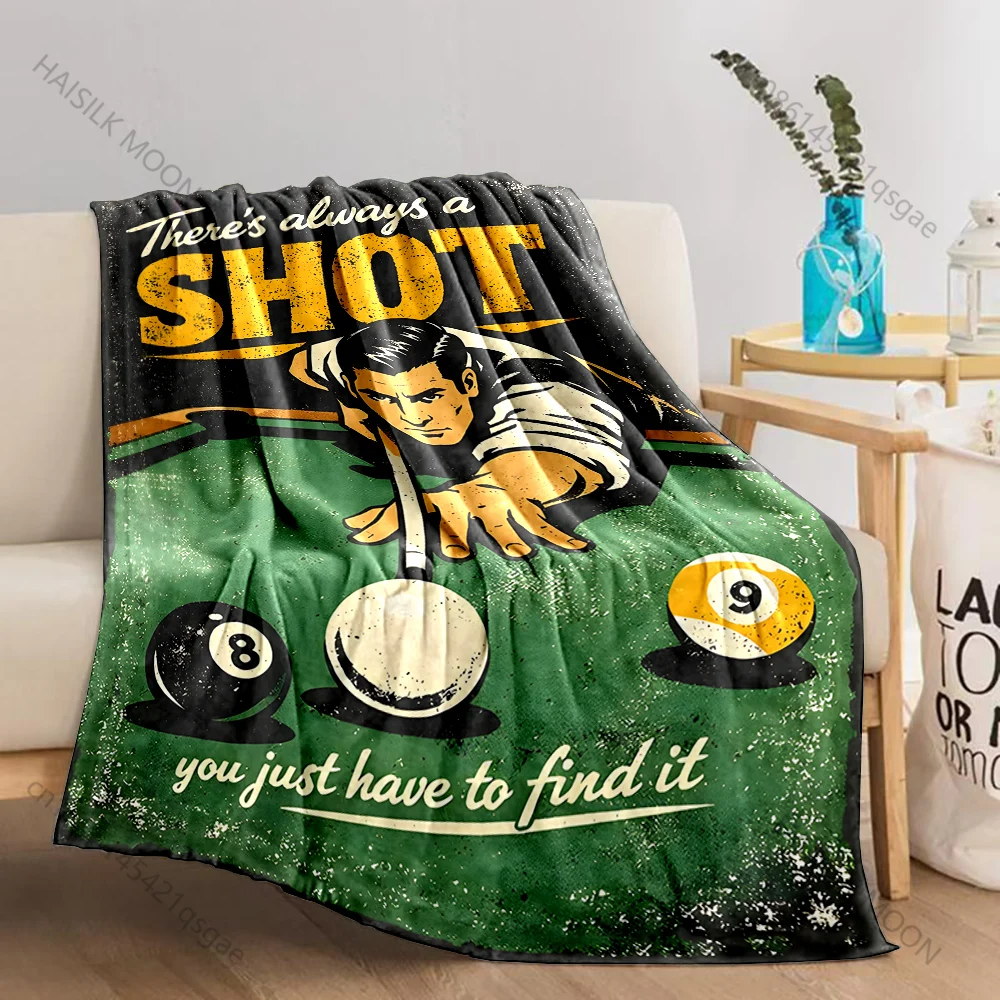 1PC Vintage pool poster aiming shot Print Adult Children Warm Blankets Home Travel Car Soft Comfortable Suitable for all seasons