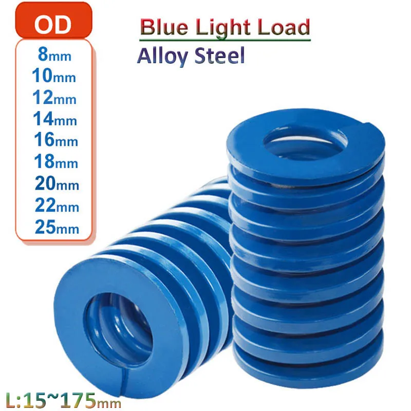 

Blue Light Load Spiral Stamping Compression Mould Die Spring Alloy Steel Outer Diameter 8 10 12 14 16 18 20 22 25mm L20mm~175mm