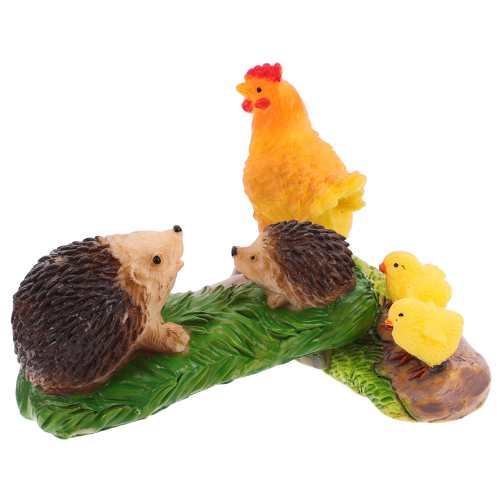 

2pcs Mini Animal Decoration Resin Landscaping Figurine Adorable Miniature Hedgehog Chicken Garden Ornament Desktop Farmhouse