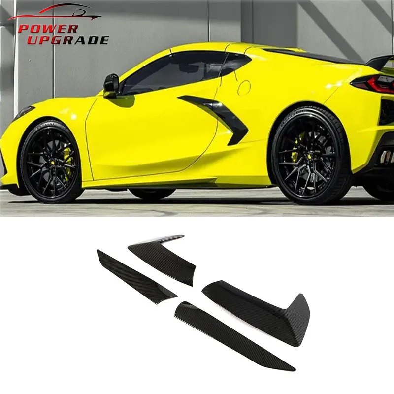 Power upgrade Style C8 Carbon fiber Side Door Fender Vent Trim Door Canards For Chevrolet Corvette C8