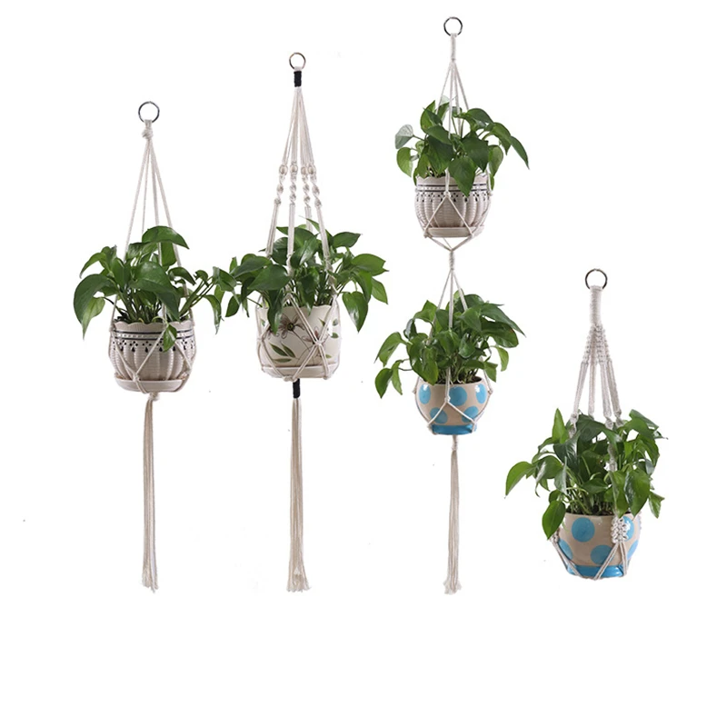 Macrame Handmade Plant Hanger Baskets Flower Pots Holder VinBalcony Hanging Decoration Knotted Lifting Rope Home Garden Supplies