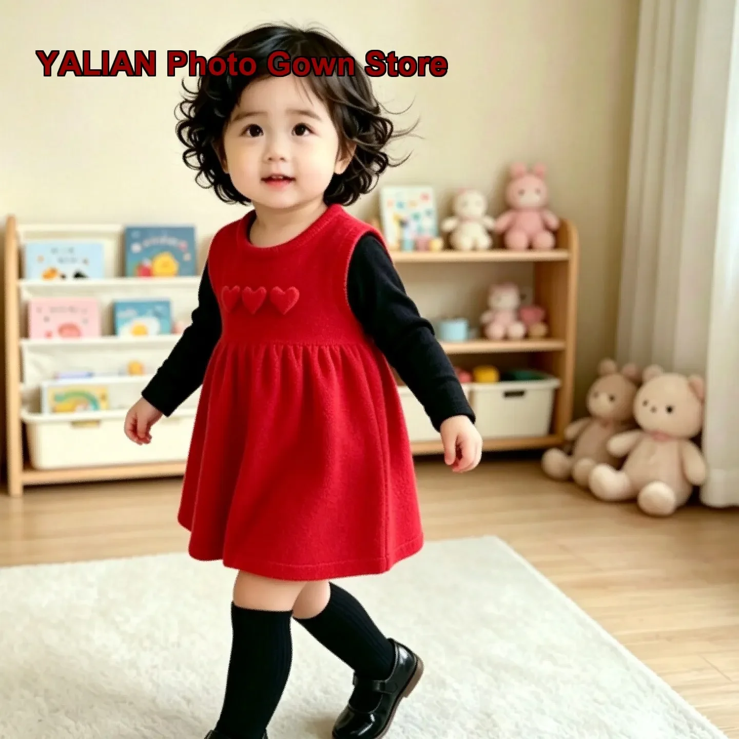 Infant Knit Vest Dress Toddler Autumn Winter Layered Wear Festive New Year Outfit Princess Dress