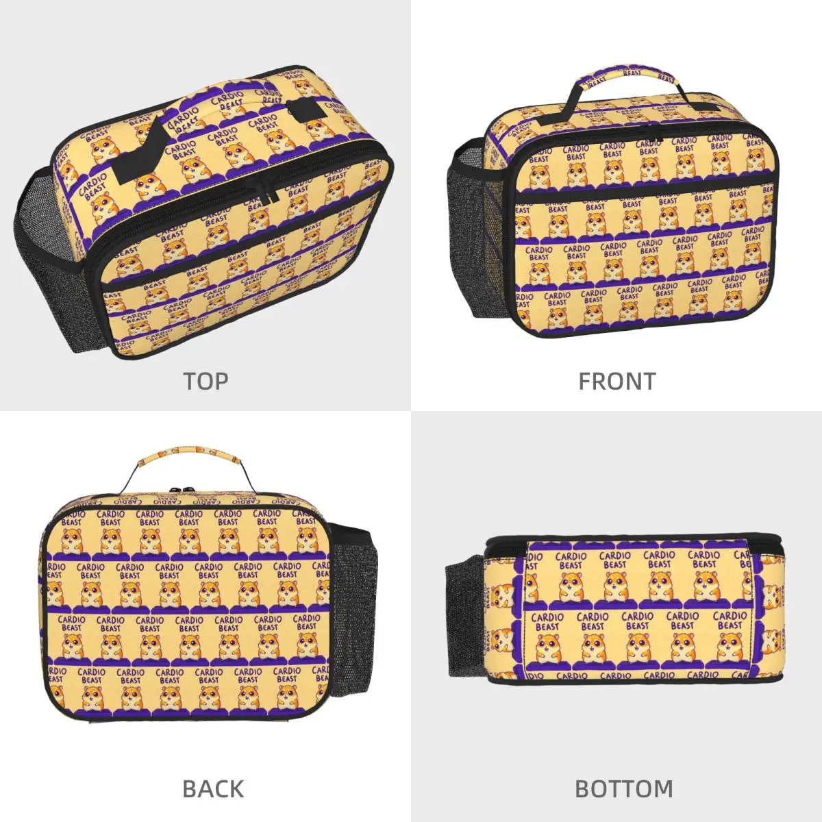 Cardio Beast Hamster Workout Sticker Insulated Lunch Bag for Women Children Portable Food Boxes Thermal Lunch Box Tote
