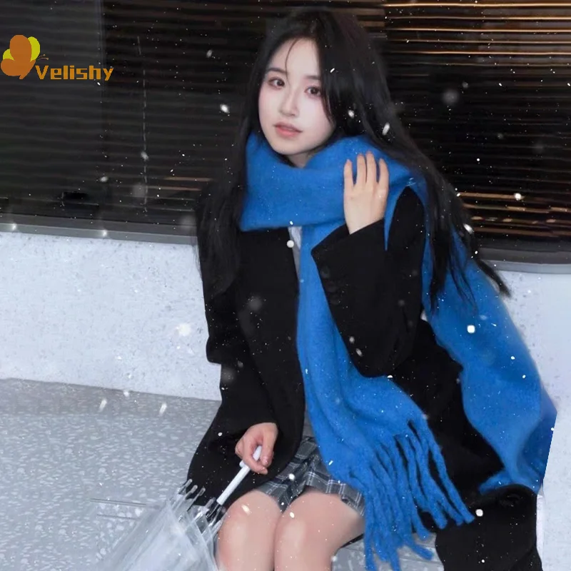 Einfarbig Dicken Großen Schal Frauen Männer Herbst Winter Koreanischen Stil Student Alle-spiel Schal Warme Neck Schal