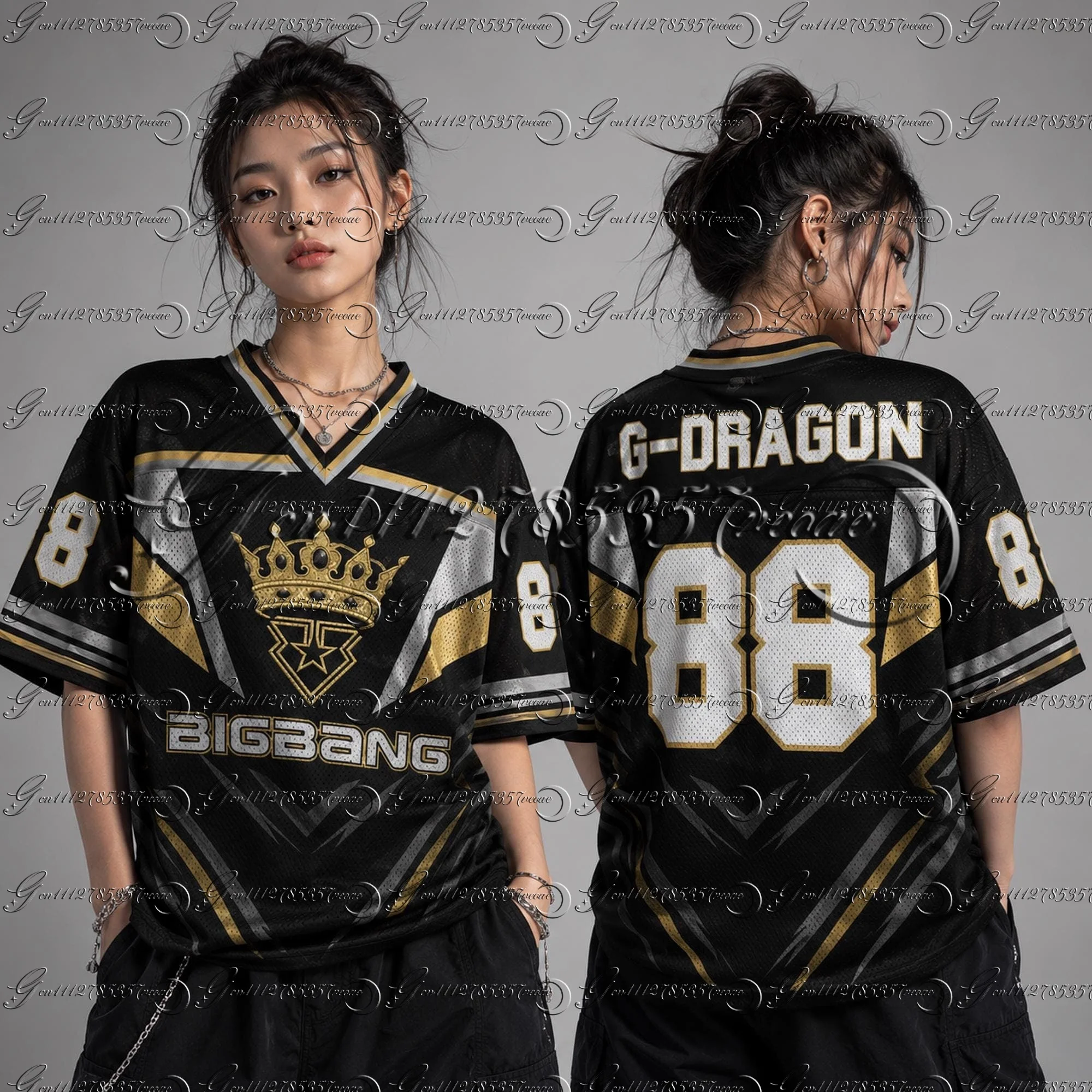 Women's 2026 World Tour Mixed Mesh Jersey Short Sleeve T-Shirt G-Dragon Concert Fan Apparel Family Matching 20th Anniversary