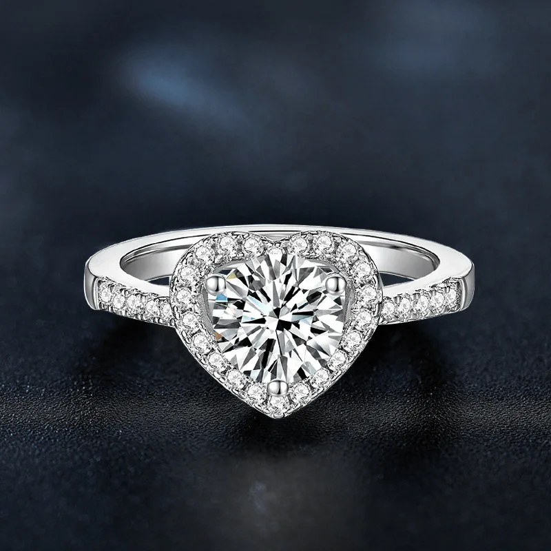 

Heart-Cut 1CT D Color Moissanite Promise Ring in S925 Silver. The Perfect Symbol of Your Love for Proposal & Romance