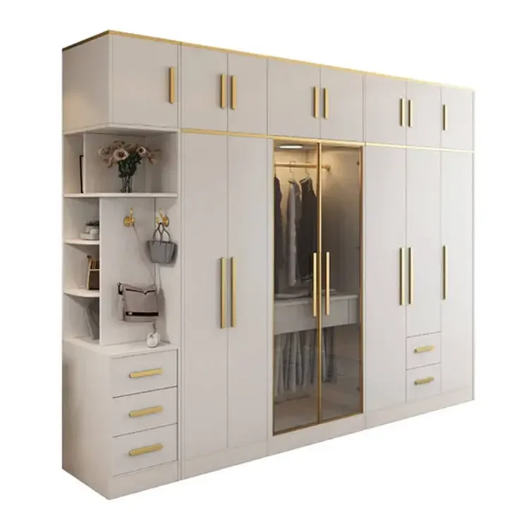 Direct Sales Hot Selling Chinese Manufacturer Provides Modern Durable Combination Gold Frame Wardrobe For Hotel