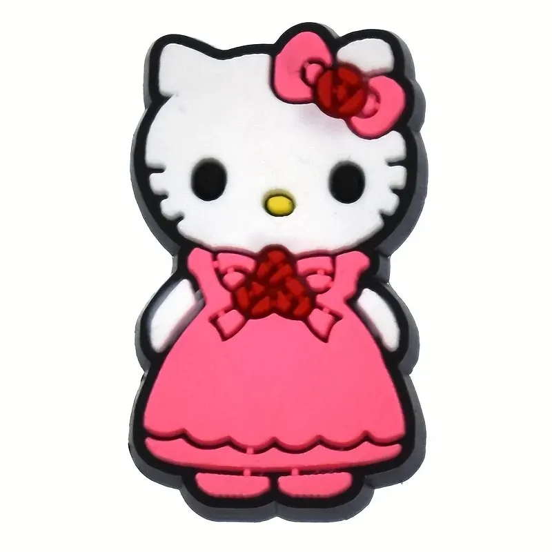 MINISO 20pcs HelloKitty Shoe Decorations Accessories Charms For Clogs Bogg Bag Bubble Slides Sandals, Gift Idea for Birthday