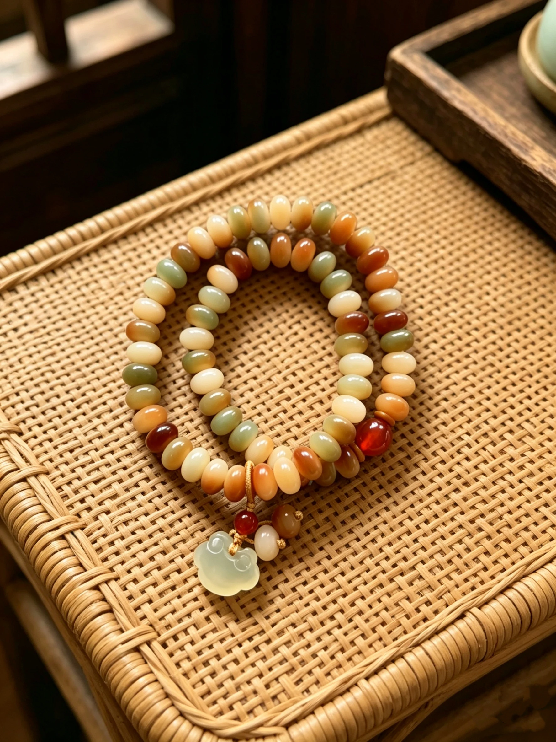 Picture 4: Natural Gradient Bodhi Root Double-Loop Bracelet