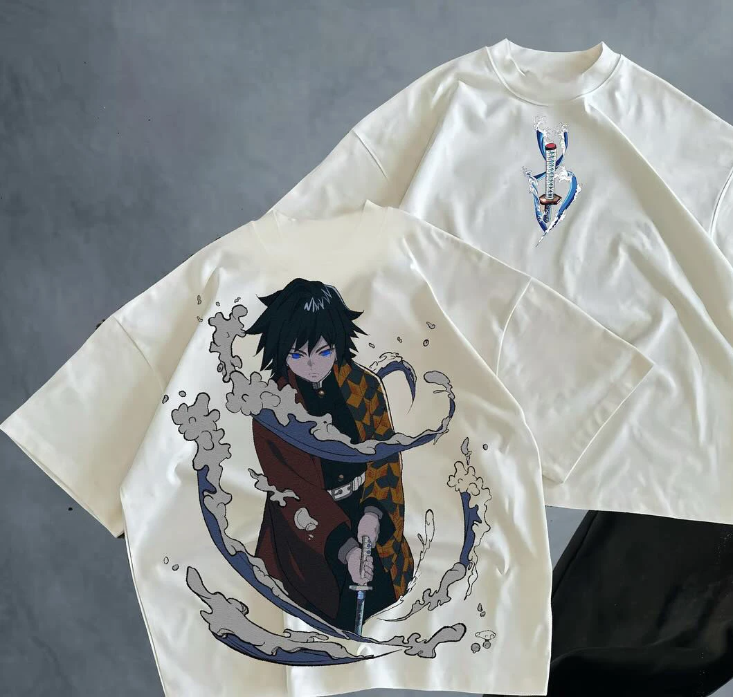 Koszulka Demon Slayer Tomioka Giyuu z grafiką, rozmiar dziecięcy/dorosły, oversize, styl Y2k, krótki rękaw, okrągły dekolt, dla par, damska/męska, topy 2025/26