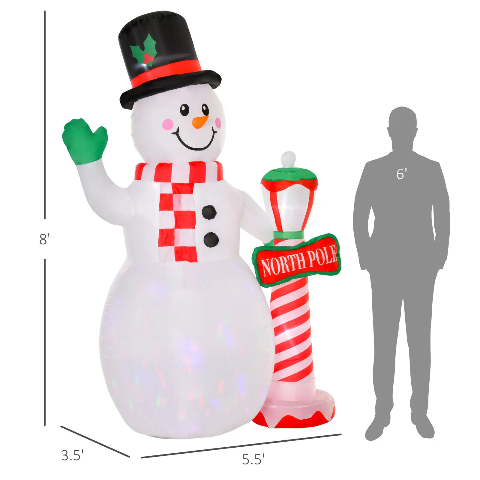 8ft Christmas Inflatables Yard Decorations, Upgrade Snowman Xmas Inflatable with Rotating LED Lights for Indoor Outdoor Yard Gar