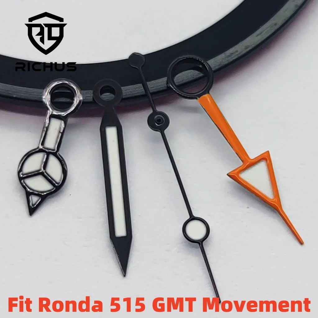 RICHUS Ronda 515 GMT Watch Hands Blue green Luminous Fit Ronda 515 GMT Movement Watch Accessories