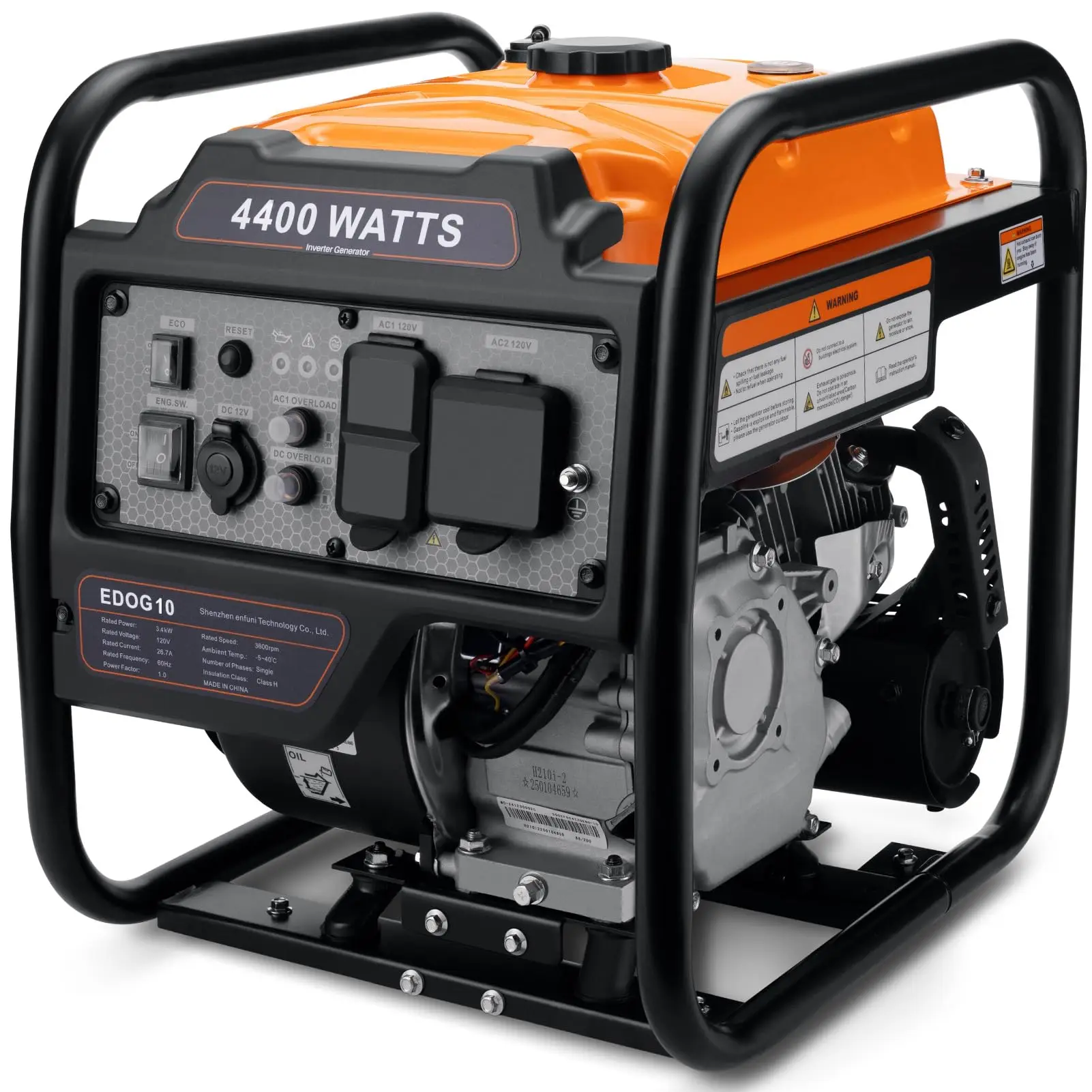 Power Equipment 4400 Watts Inverter Generator Gas Powered, Portable Open Frame Generator, Low Noise with ECO Mode, RV
