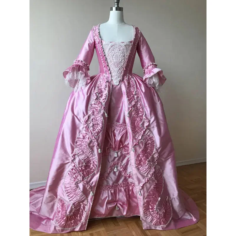 Women's Rococo Marie Antoinette Pink Gown Dress 1700s Royal Court Belle Marie Antoinette robe la francaise sack back dress