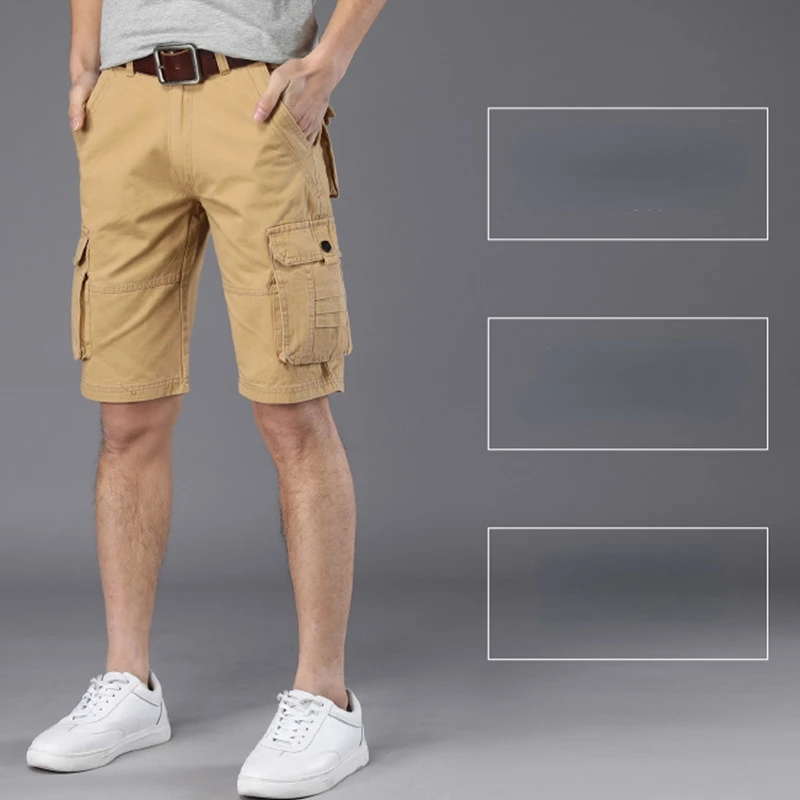 2024 Summer Solid Color Casual Shorts Multi-Pocket Men Cargo   Jogger Running Beach   28-38 X110