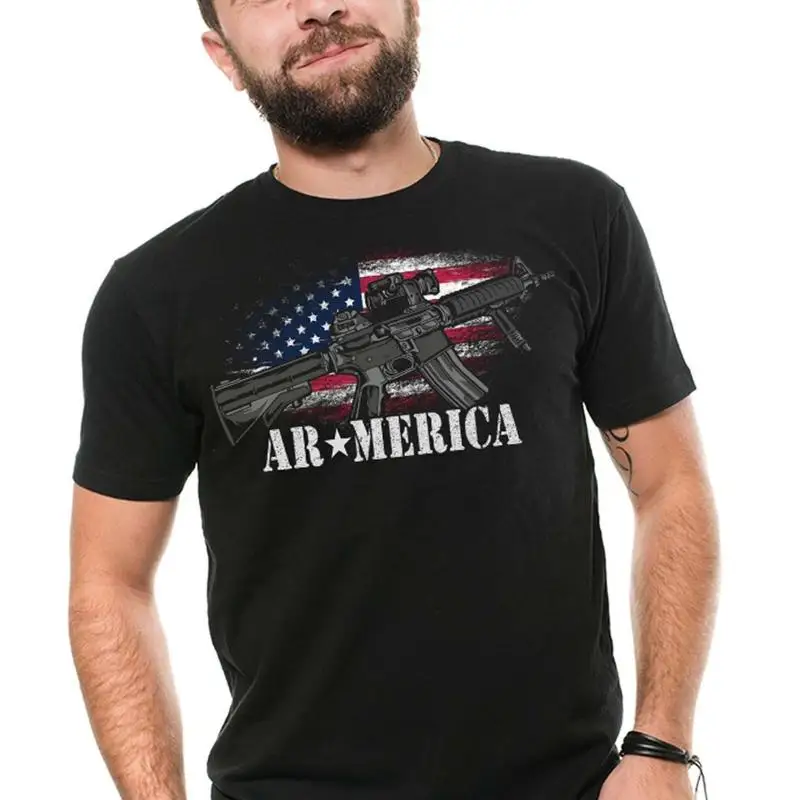 

AR Merica Shirt USA Flag Patriotic Shirt 2nd Amendment Rifle Gun Lover Shirts