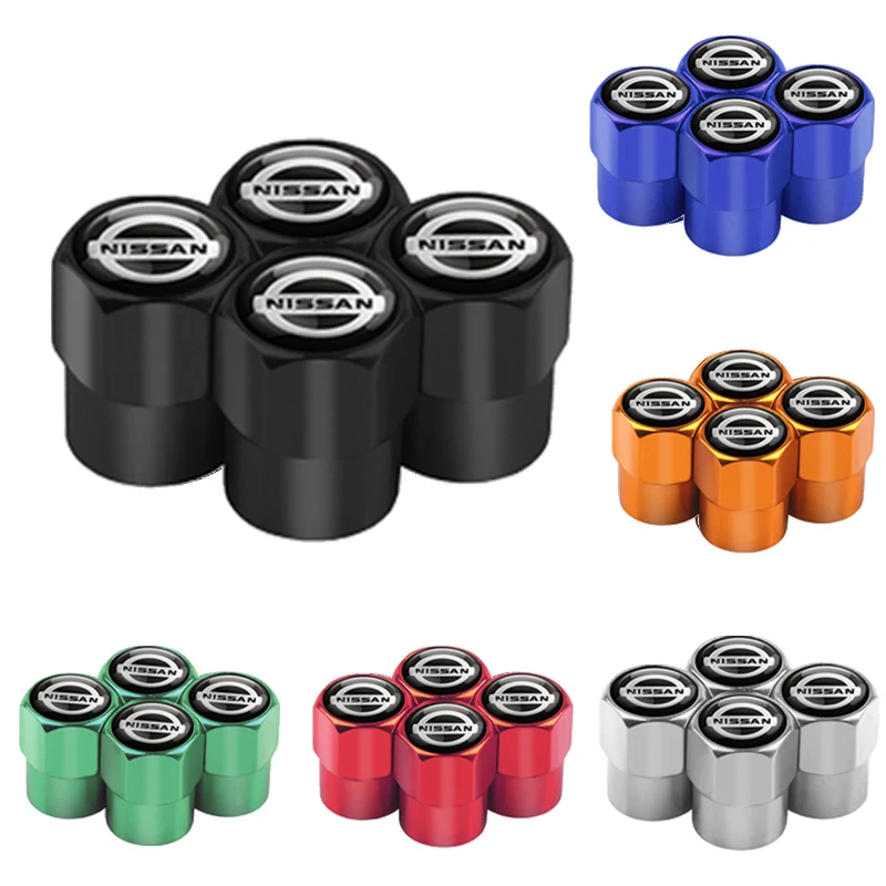 4PCS Metal Car Badges Wheel Tire Valve Caps Covers Car Accessories For Nissan Nismo X-Trail 1 2 T32 Almera Qashqai Skyline Note