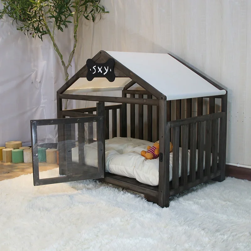 Kennel Villa Pet Indoor Dog House Cat Nest Solid Wood Luxury Four Seasons Cage Pet Bed Gift Cotton Pad for A Limited Time