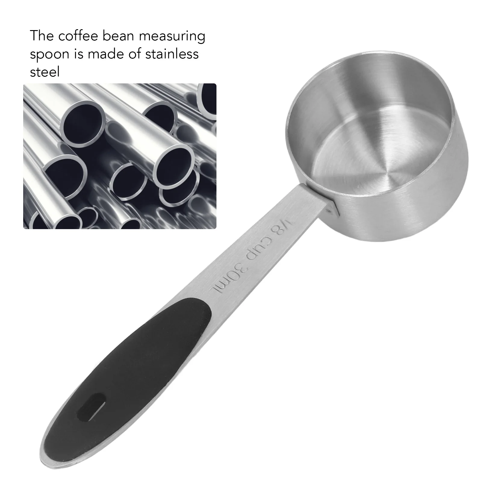 Stainless Steel Coffee Measuring Scoop 2Pcs 1/8 Cup (30ml) Tablespoon for Coffee Bean Milk Powder and Tea