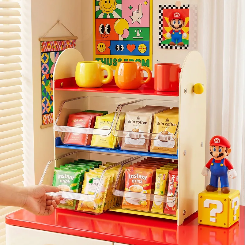 3 Layers Desktop Storage Rack Plastic Removable Tea Bag Organizer Large Capacity Cup Holder Saving Space for Kitchen
