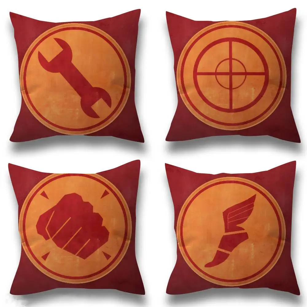 Game-T-tF2-Engineer-Explorer Red Double-sided Printed pillow cover Short plush Suitable living room sofa throw cushion cover