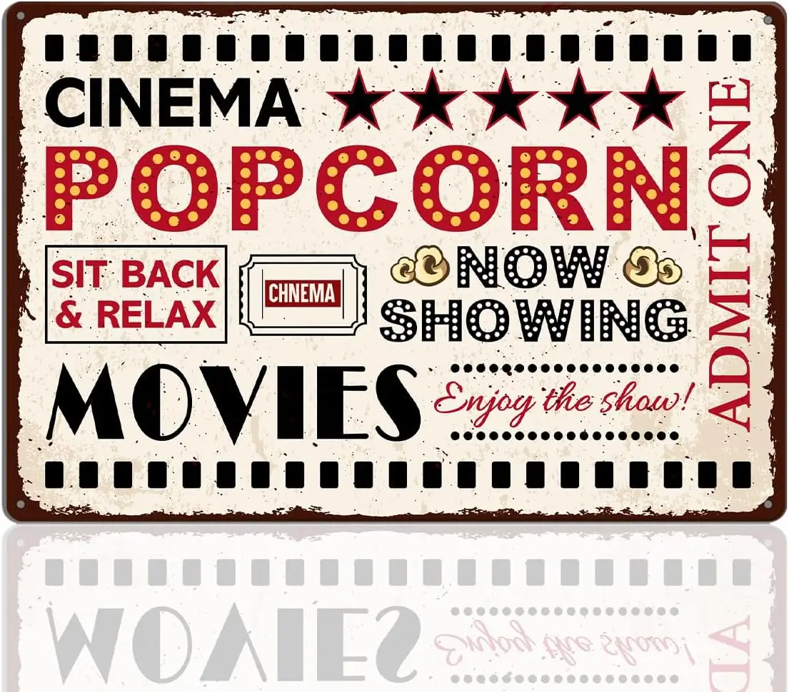 Vintage Movie Theater Decor Movie Room Decor Accessories Retro Metal Tin Signs for Home Theater Room Wall Decor  --Tin Sign