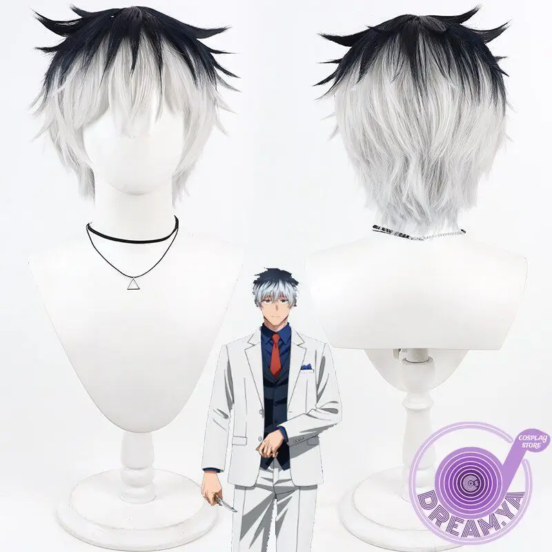 

Piichi Nakagawa Cosplay Wig Marriage Toxin Black Gray Short Heat Resistant Synthetic Hair Halloween Party Role Play Carnival