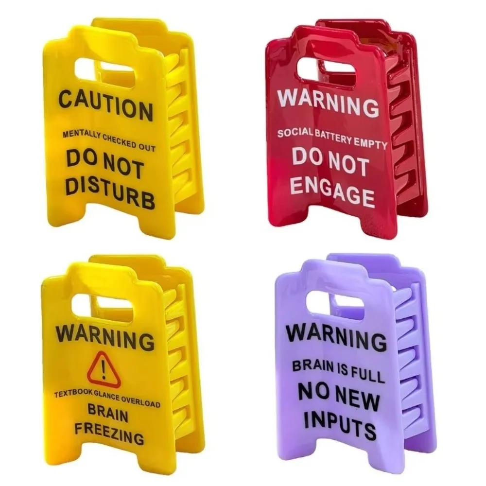 PVC Hair Claw Clip Metal Spring Letter Pattern Crab Hair Claw Y2K Gothic Strong Hold Warning Sign Hair Clip