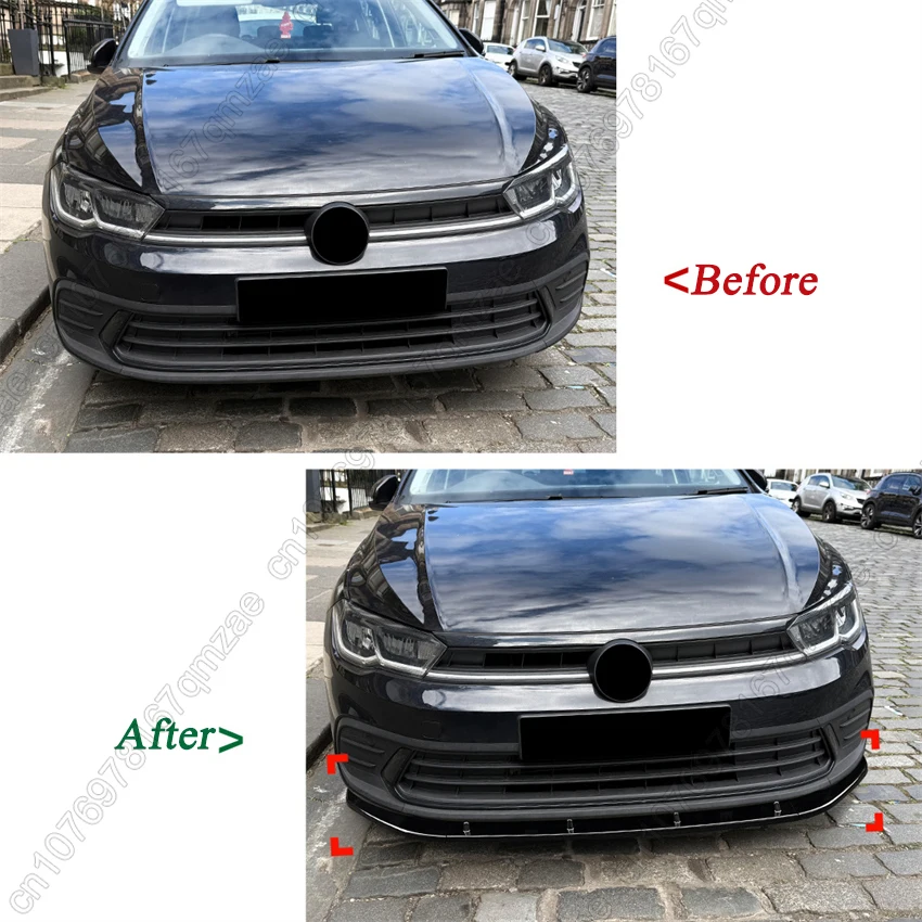 For VW Volkswagen Polo MK6.5 Standard Version 2022 2023 2024 2025 Car Front Bumper Splitter Lip Diffusers 3pcs Body Kits