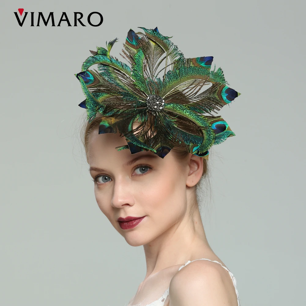 VIMARO Peacock Fascinator Hat Peacock Fascinators dla kobiet spotkanie przy herbacie Kentucky Derby kapelusze dla kobiet (na klipie)