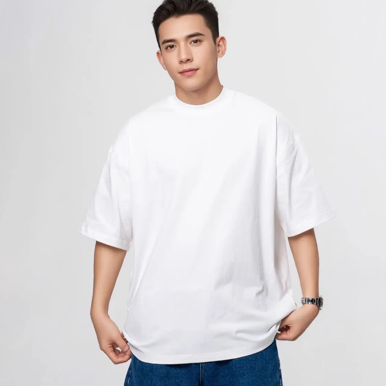 425g Heavyweight 100% Cotton T-shirt for Men and Women Short-sleeved casual Round Neck Solid Color T Shirts Bottoming Shirt