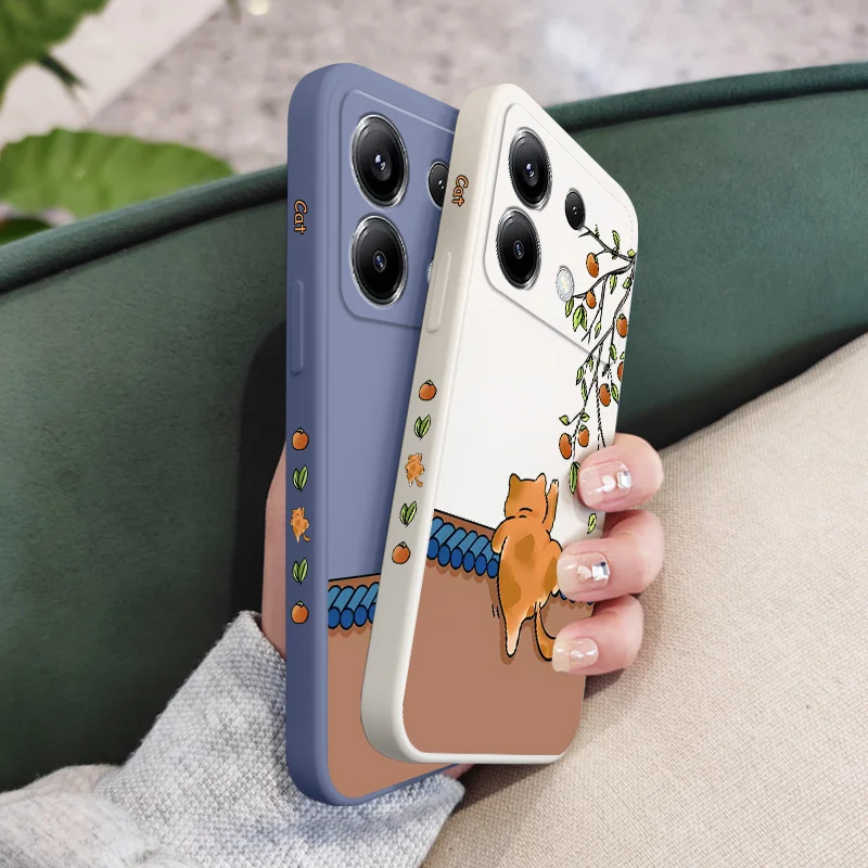 Little Orange Cat Phone Case For Xiaomi Poco F8 F7 X7 X6 F6 M6 M5 M5S F5 X5 F4 X4 M4 F3 M3 X3 Pro 4G 5G GT Silicone Cover