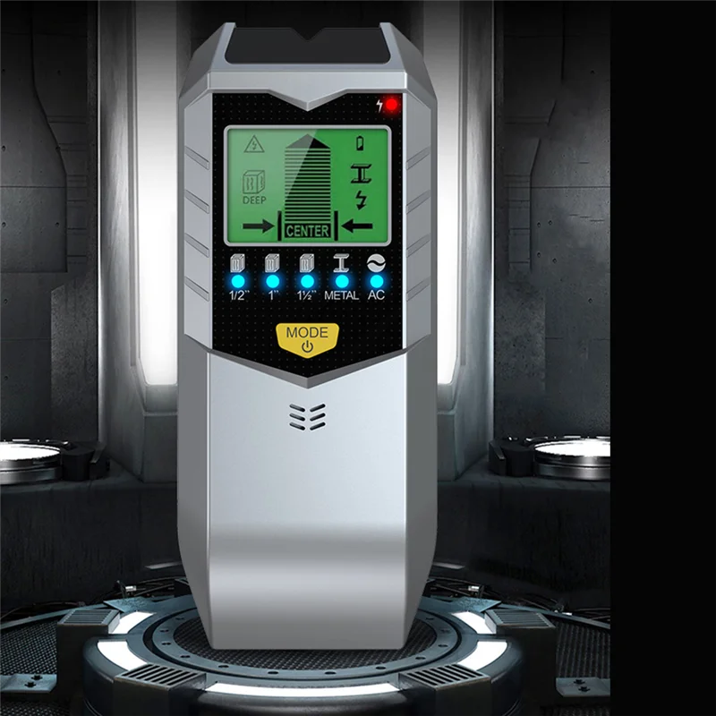 Detektor Elektronik 5-In-1 Sensor Pencari Kancing Dinding Pemindai Dinding Tepi Pusat Mendeteksi Kabel Langsung Kayu/Logam/AC Di Dalamnya